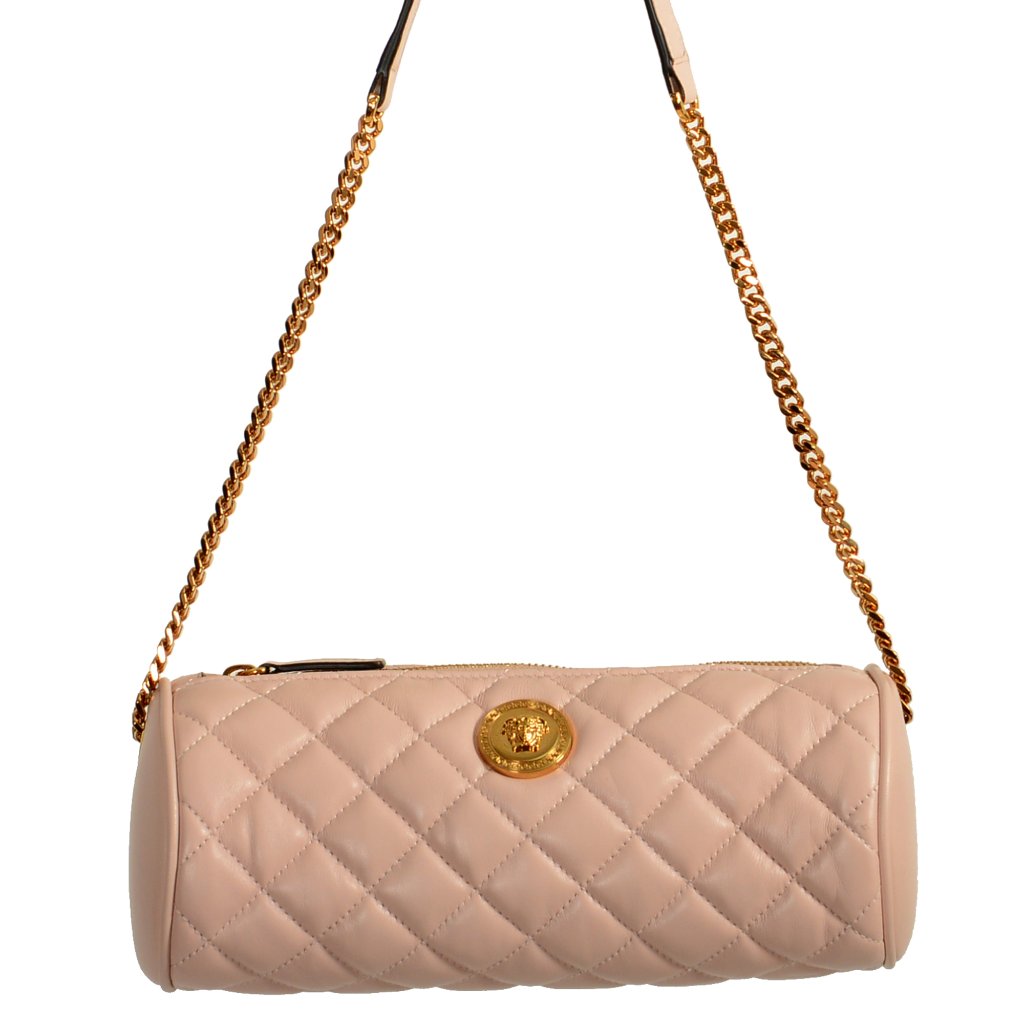 Versace Women's Leather Gold Medusa Quilted Shoulder Bag Handbag